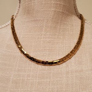18K YELLOW GOLD PLATED HERRINGBONE SNAKE CHAIN NECKLACE